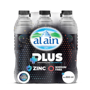 Al Ain Plus water Fortified with Zinc & Zero Sodium 500ml Pack of 6