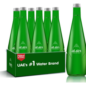 Al Ain Sparkling Water Glass Bottle 750ml Pack of 6